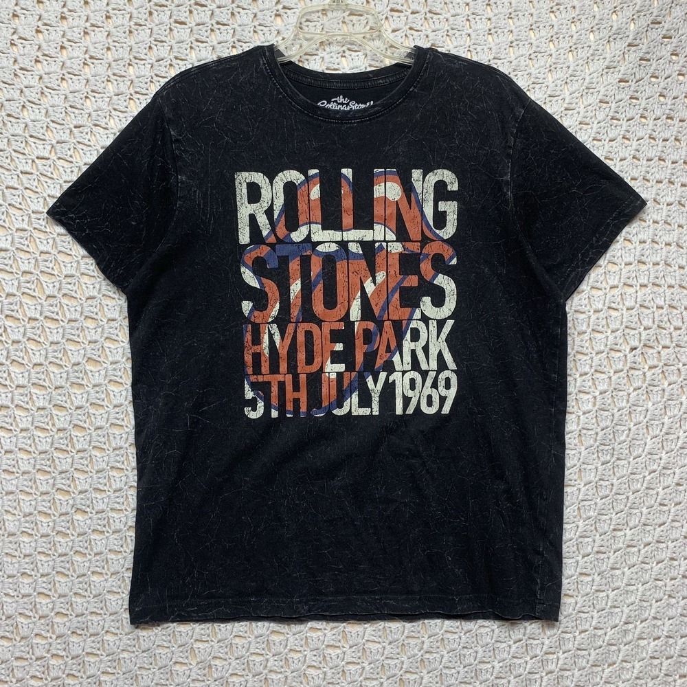 Rolling Stones Hyde Park July 1969 Shirt Mens L Black Music Rock Graphic Band